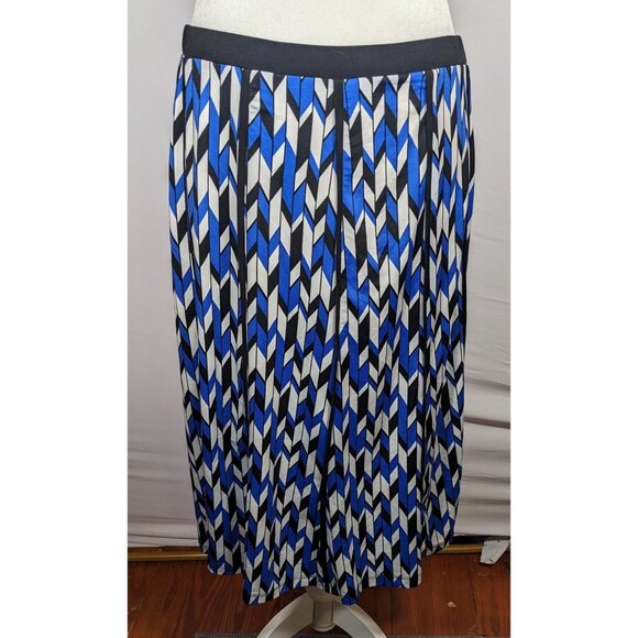 NYCC Blue White And Grey Geometric Print Skirt - Picture 4 of 5